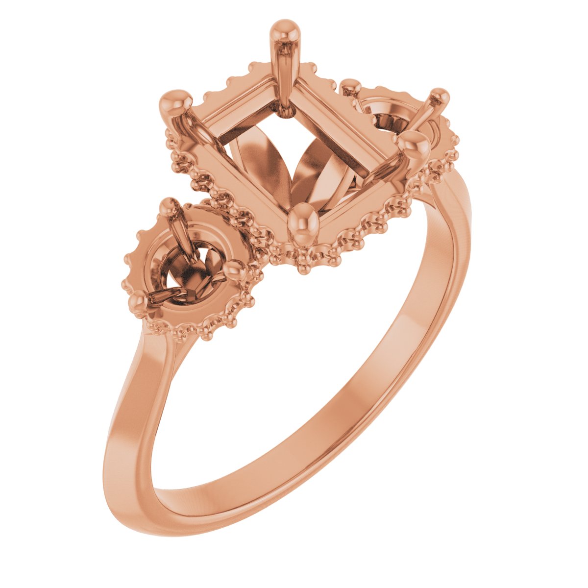 Three-Stone Hidden Halo-Style Engagement Ring