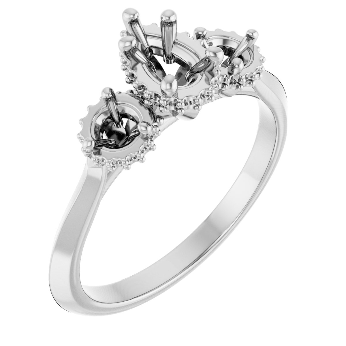 Three-Stone Hidden Halo-Style Engagement Ring