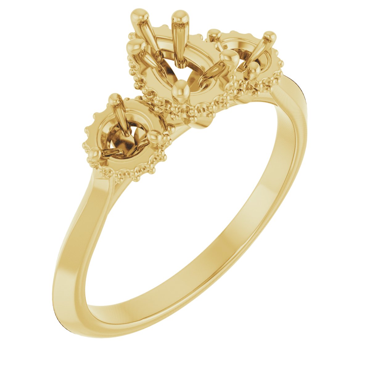 Three-Stone Hidden Halo-Style Engagement Ring