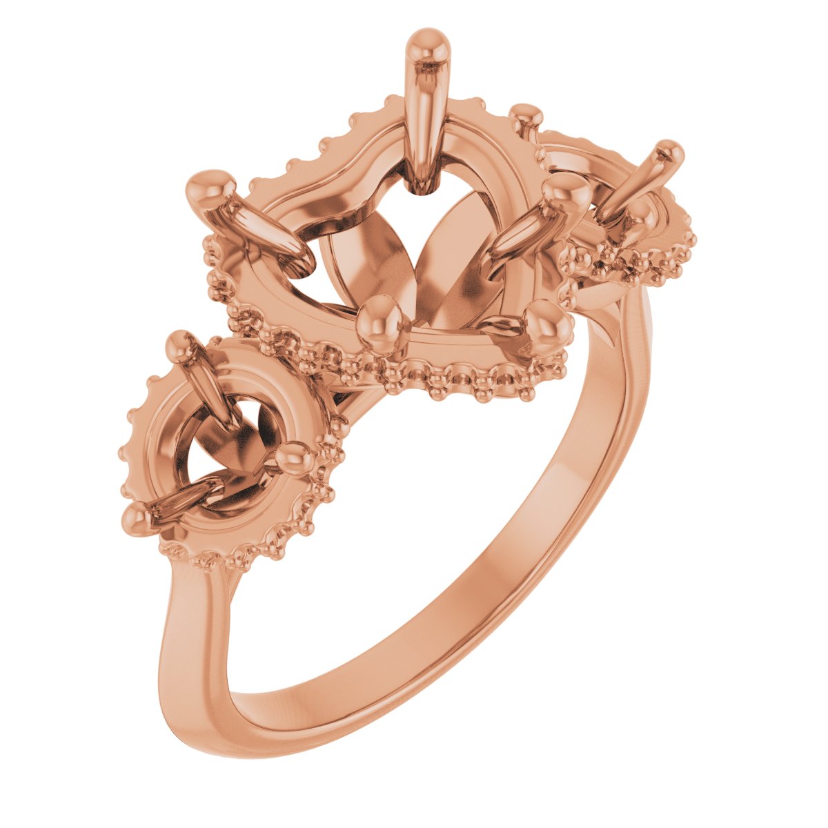 Three-Stone Hidden Halo-Style Engagement Ring