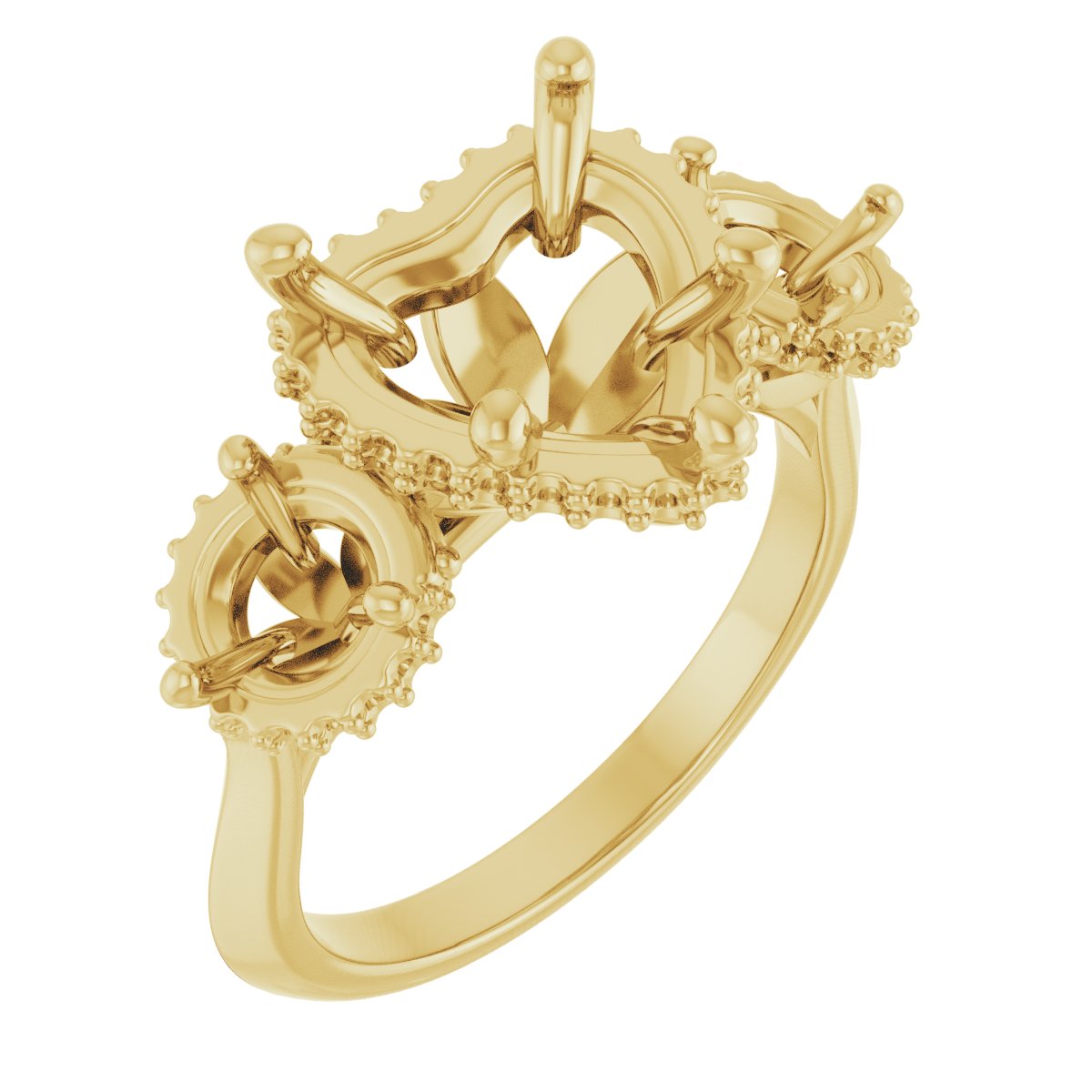 Three-Stone Hidden Halo-Style Engagement Ring