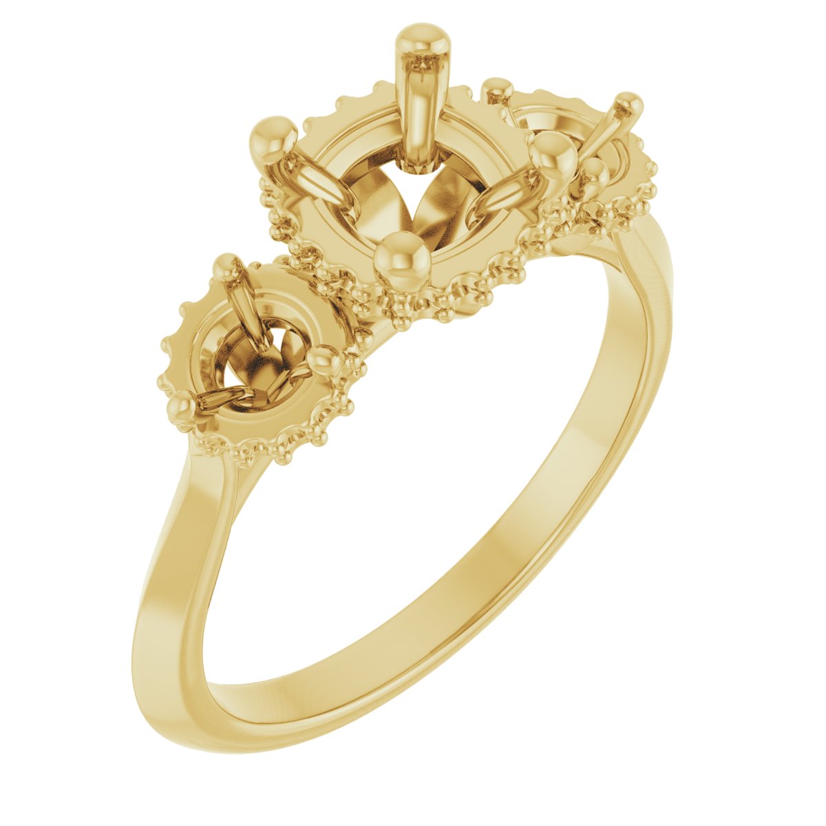 Three-Stone Hidden Halo-Style Engagement Ring