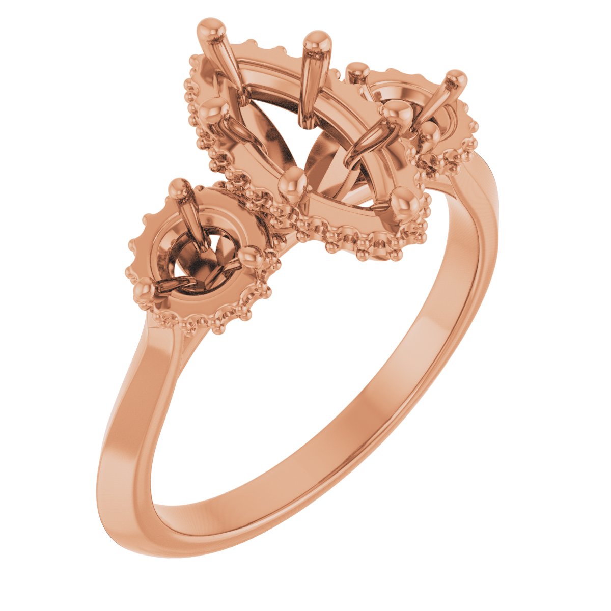 Three-Stone Hidden Halo-Style Engagement Ring