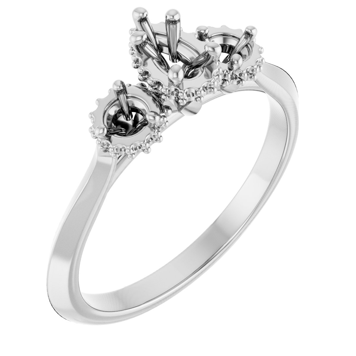 Three-Stone Hidden Halo-Style Engagement Ring