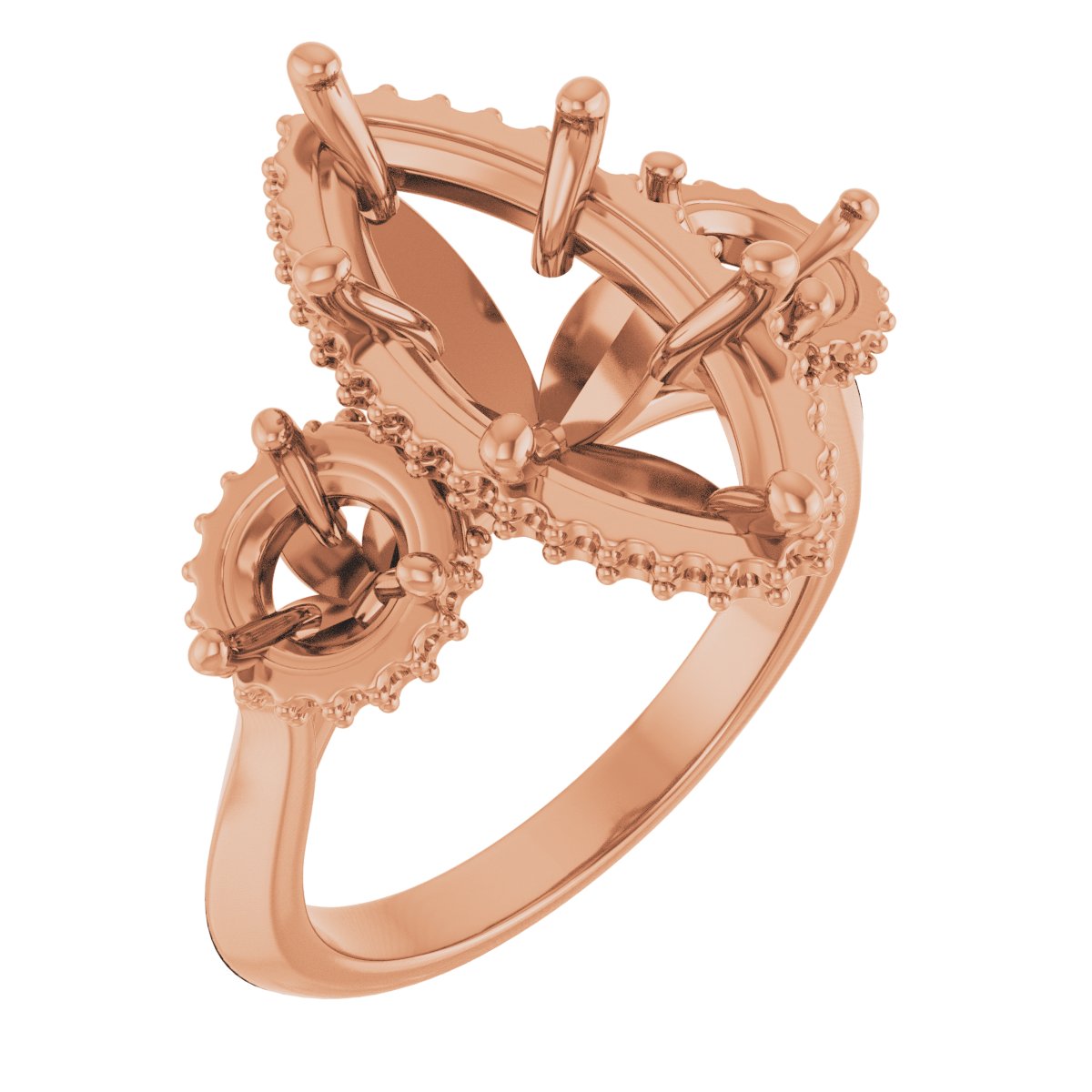 Three-Stone Hidden Halo-Style Engagement Ring