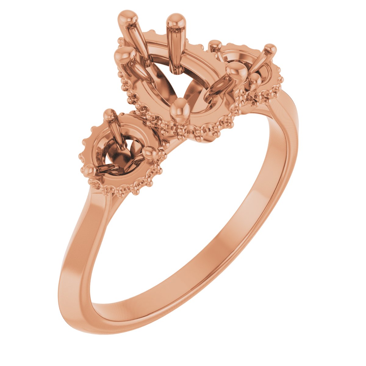 Three-Stone Hidden Halo-Style Engagement Ring
