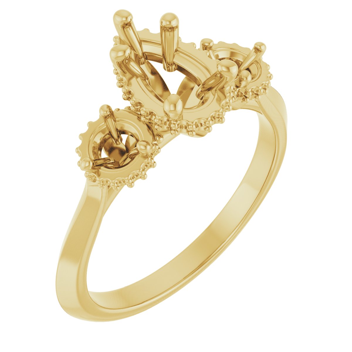 Three-Stone Hidden Halo-Style Engagement Ring