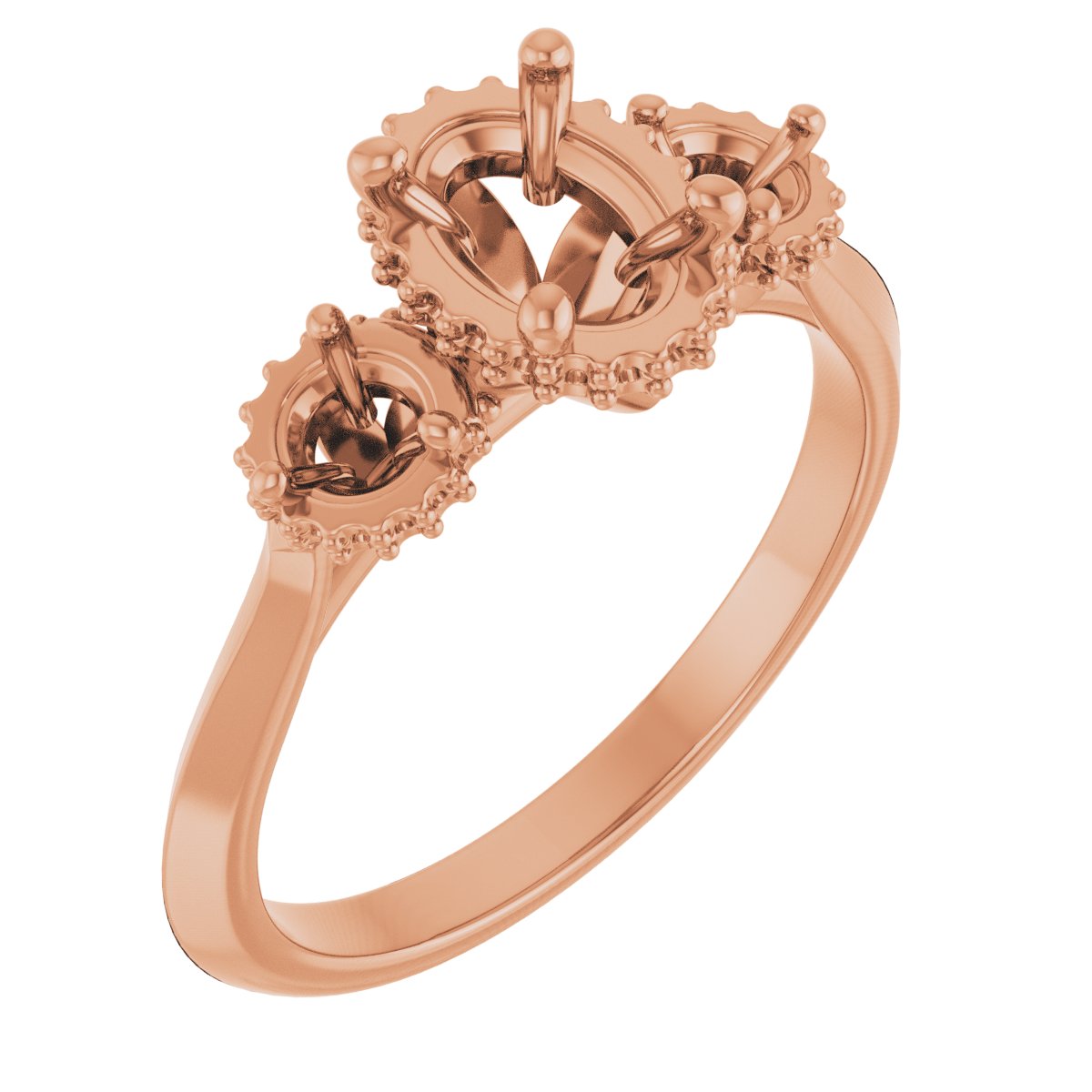 Three-Stone Hidden Halo-Style Engagement Ring
