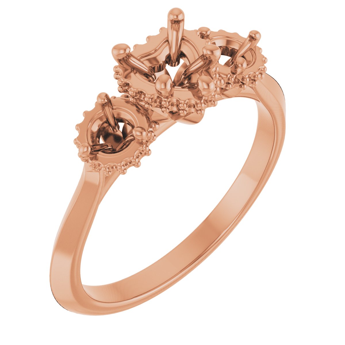 Three-Stone Hidden Halo-Style Engagement Ring