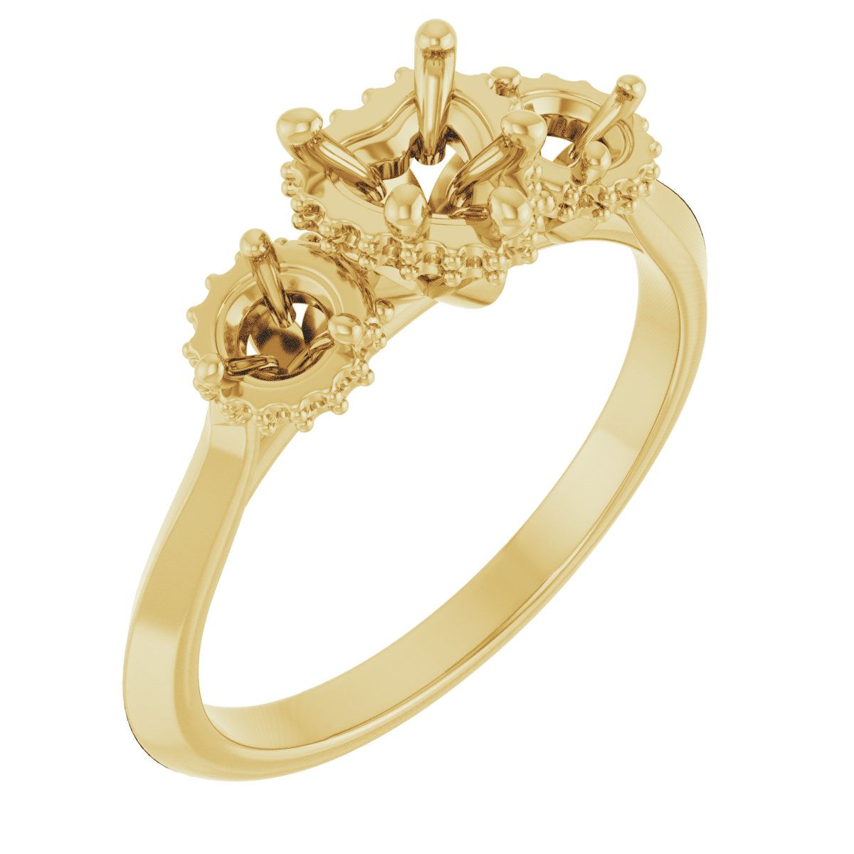 Three-Stone Hidden Halo-Style Engagement Ring
