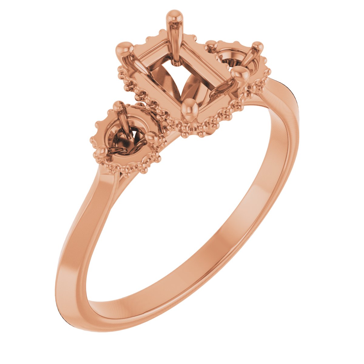Three-Stone Hidden Halo-Style Engagement Ring