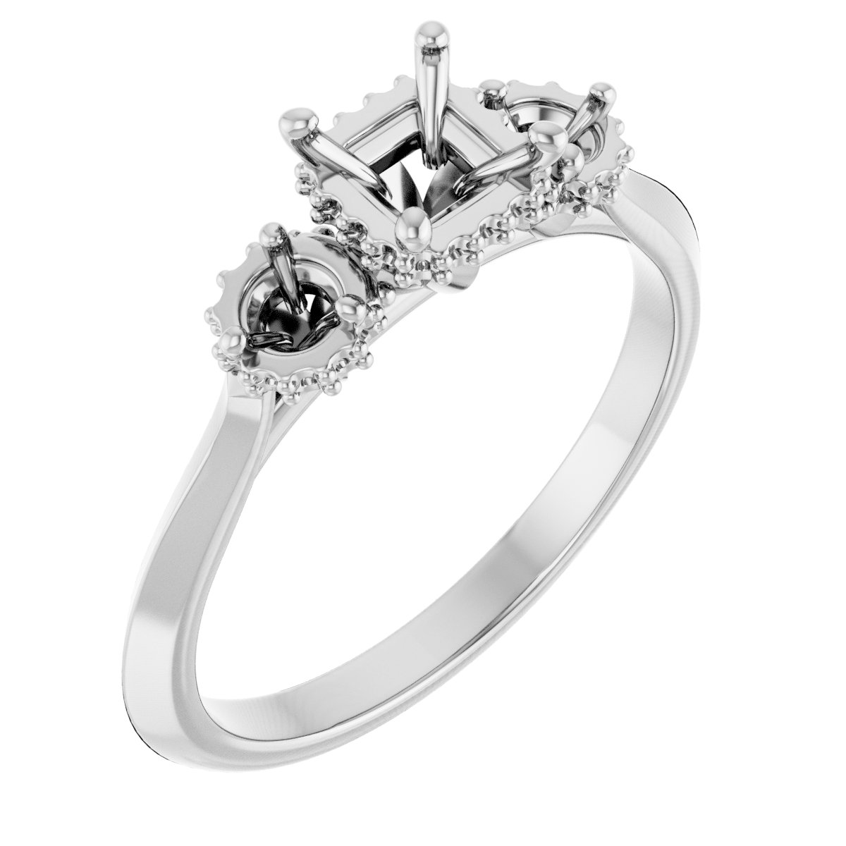 Three-Stone Hidden Halo-Style Engagement Ring