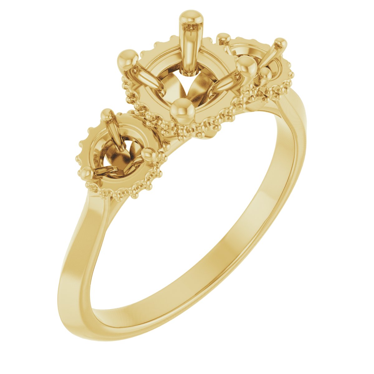 Three-Stone Hidden Halo-Style Engagement Ring
