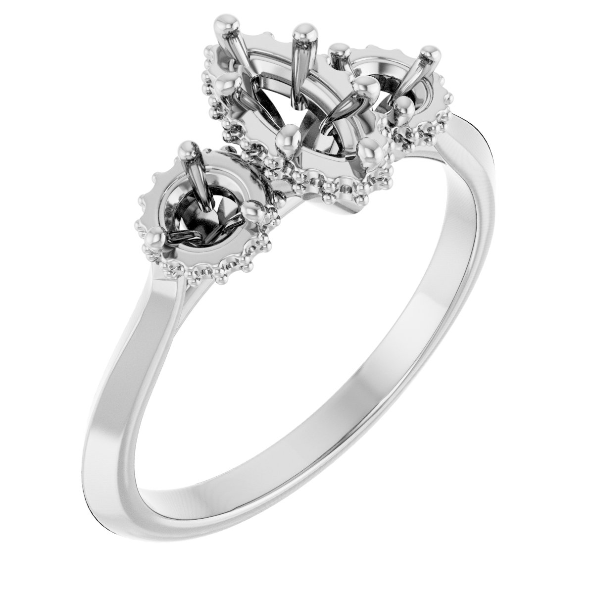 Three-Stone Hidden Halo-Style Engagement Ring