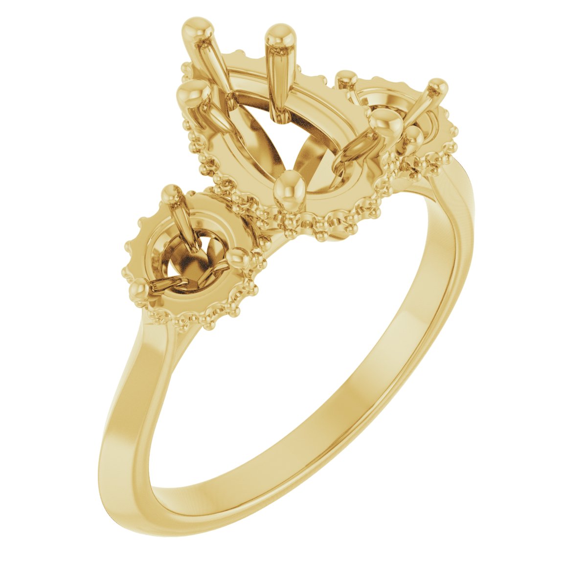 Three-Stone Hidden Halo-Style Engagement Ring