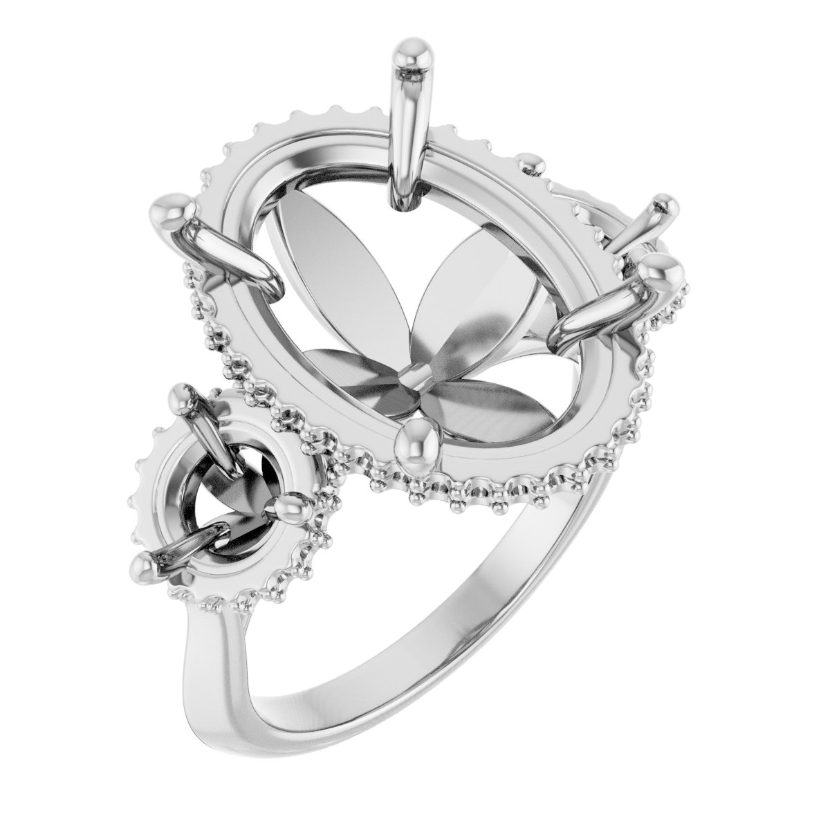 Three-Stone Hidden Halo-Style Engagement Ring