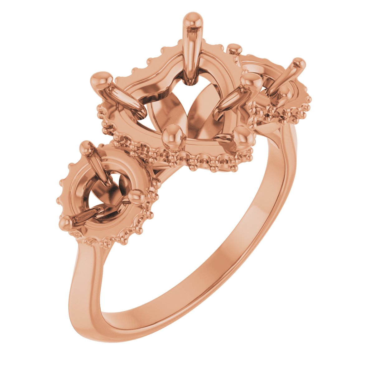 Three-Stone Hidden Halo-Style Engagement Ring