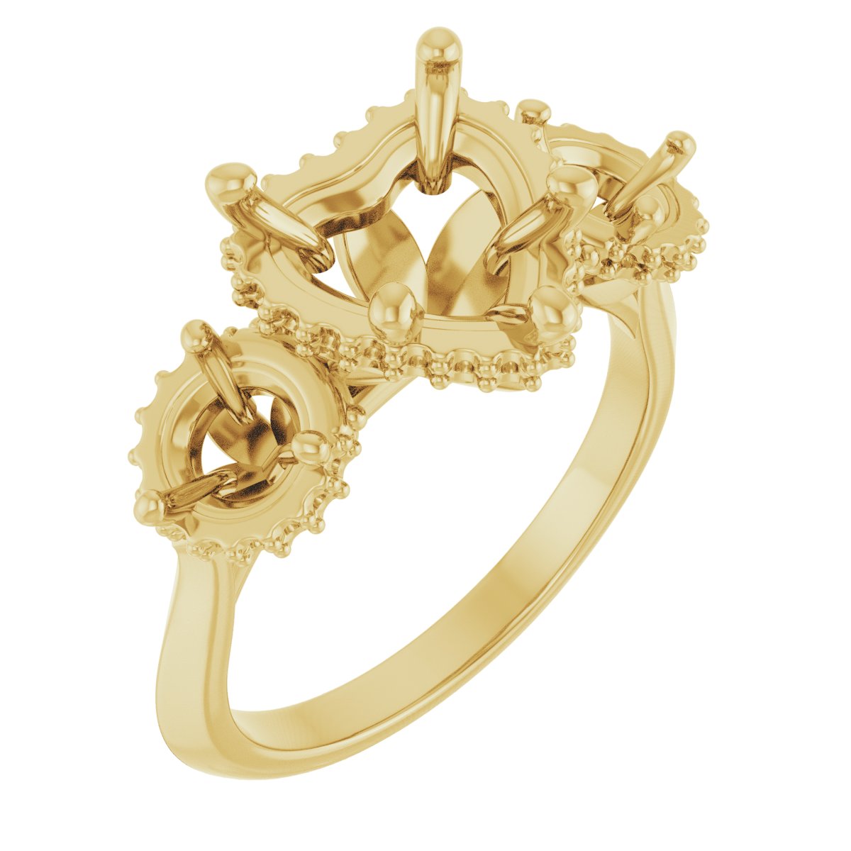 Three-Stone Hidden Halo-Style Engagement Ring