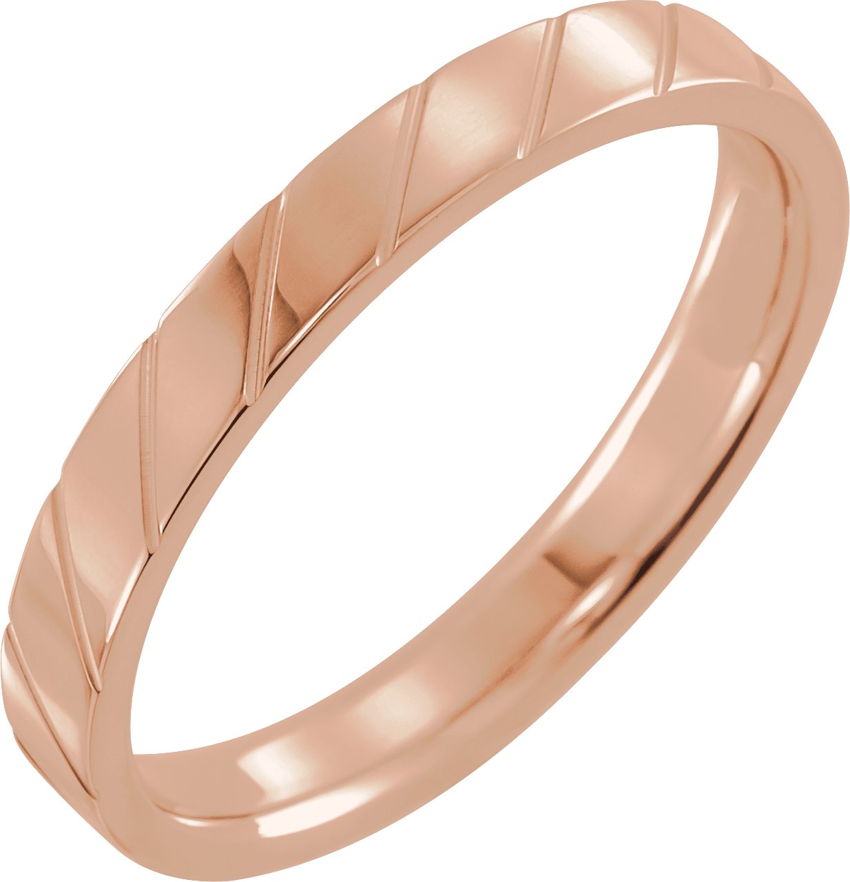 Diagonal Grooved Comfort-Fit Flat Band
