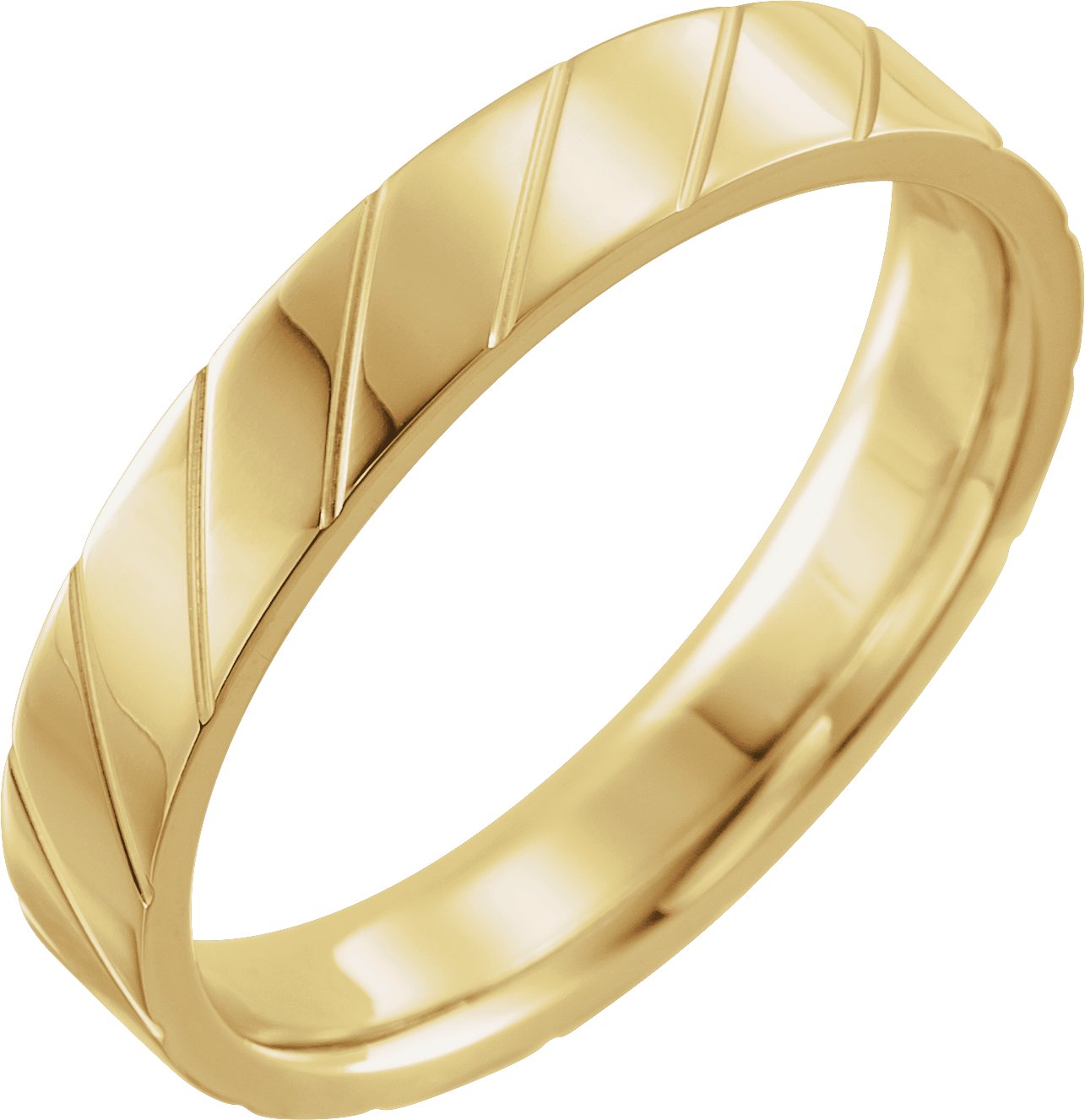 Diagonal Grooved Comfort-Fit Flat Band