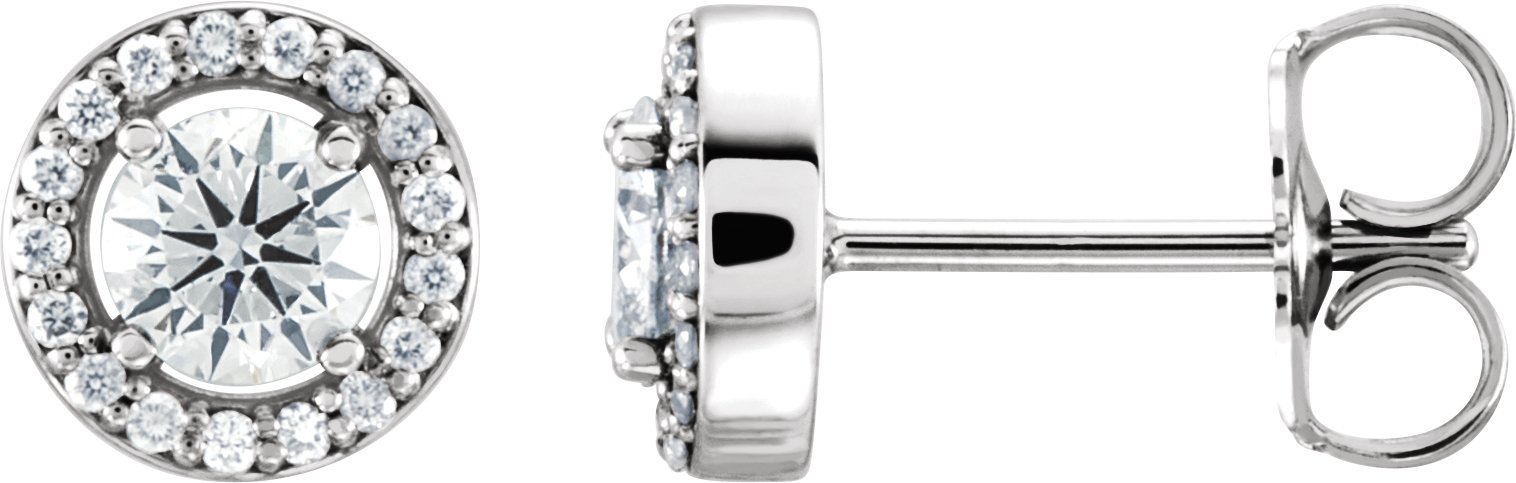 14K White 1/2 CTW Natural Diamond Halo-Style Earrings