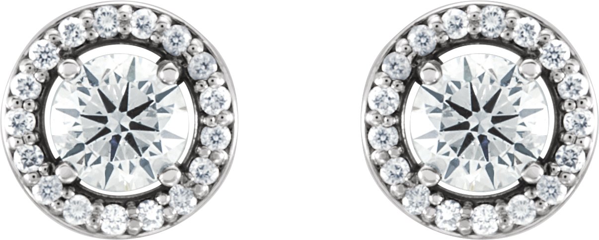 14K White 1/2 CTW Natural Diamond Halo-Style Earrings