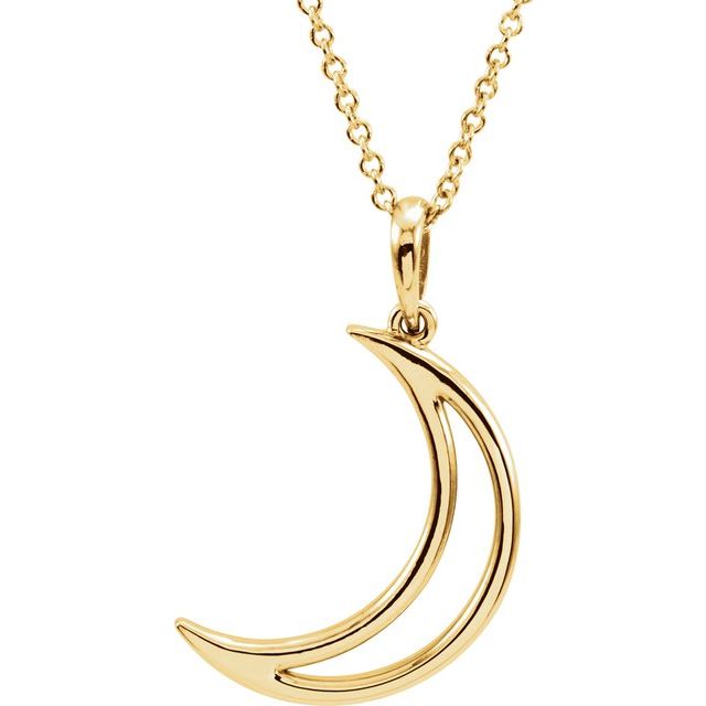 14K Yellow 25.7x4.7 mm Crescent Moon 16 Necklace