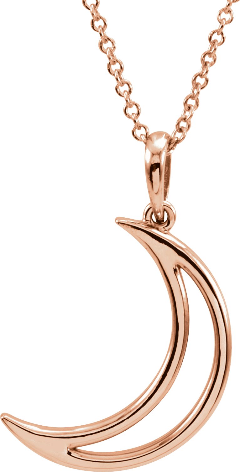 14K Rose 25.7x4.7 mm Crescent Moon 16" Necklace