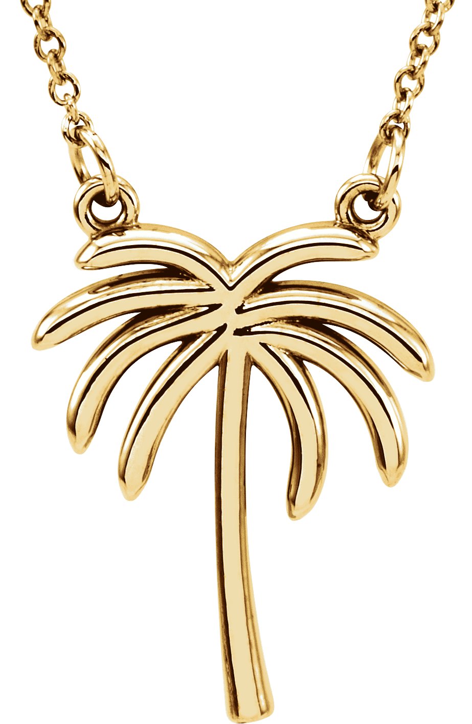 14K Yellow Palm Tree 16 1/2" Necklace