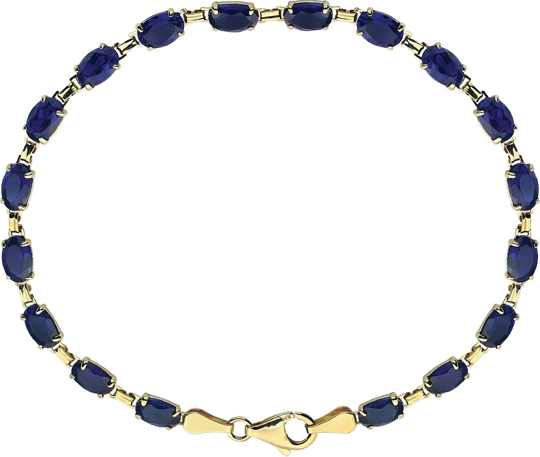 14K Yellow Lab-Grown Blue Sapphire 7.25" Bracelet