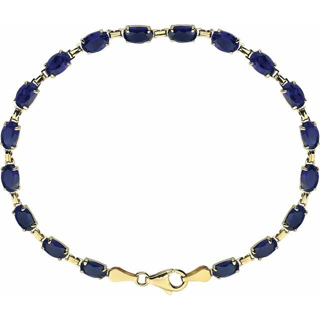 14K Yellow Lab-Grown Blue Sapphire 7.25" Bracelet