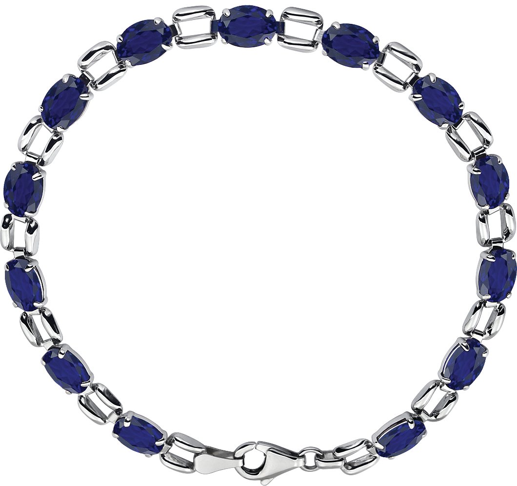 14K White 7x5 mm Oval Lab Grown Blue Sapphire 7 inch Bracelet Ref. 9298914