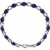 14K White 7x5 mm Oval Lab Grown Blue Sapphire 7 inch Bracelet Ref. 9298914