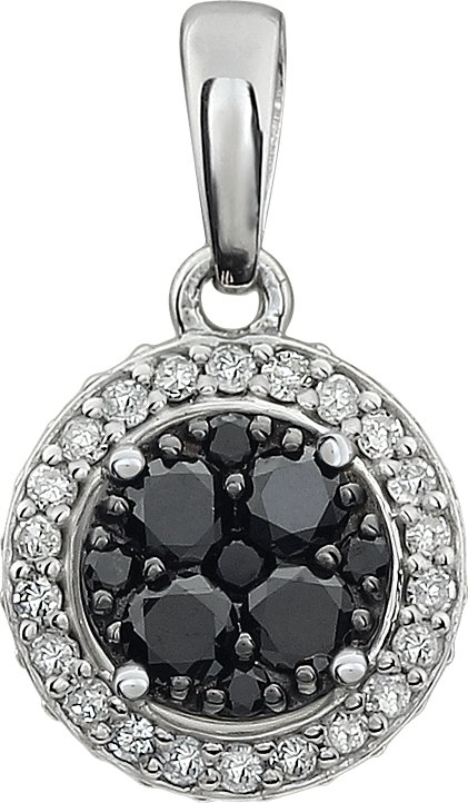 14K White 3/8 CTW Diamond Black & White Halo Pendant