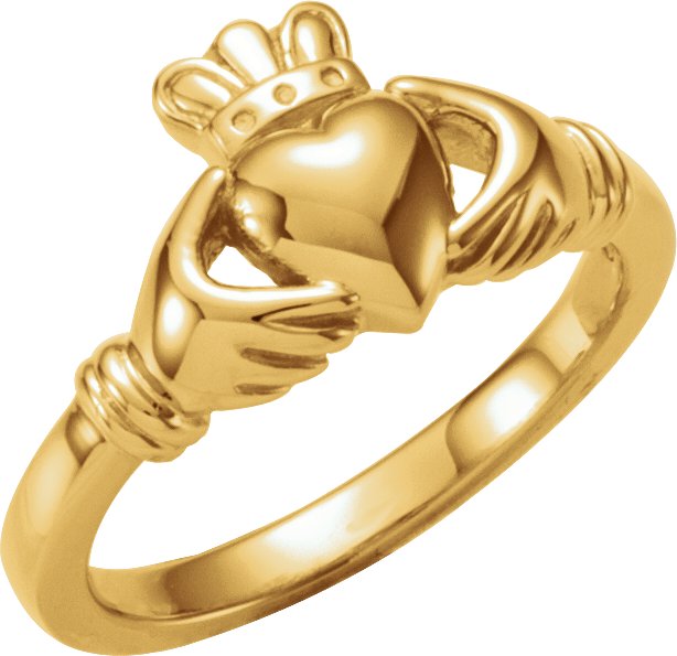 14K Yellow Claddagh Ring