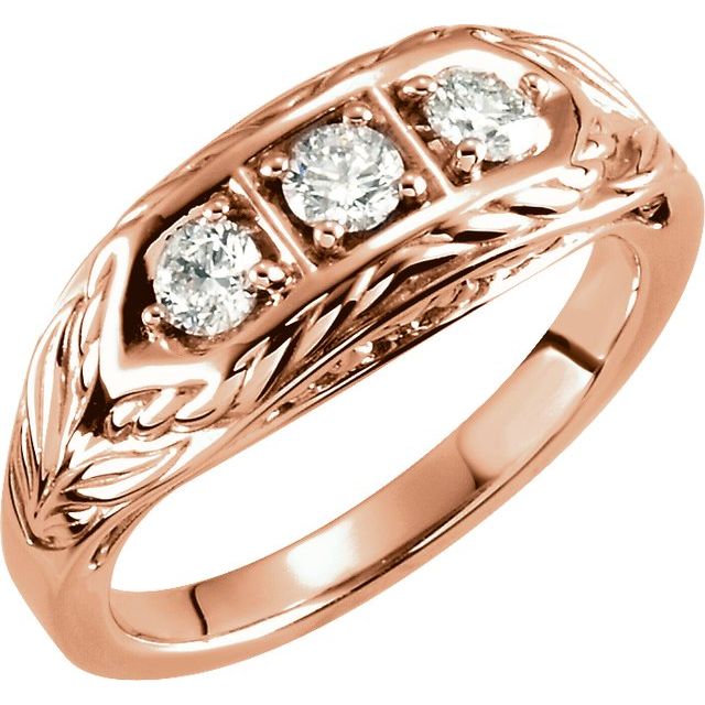 14K Rose 1/2 CTW Diamond 3-Stone Ring