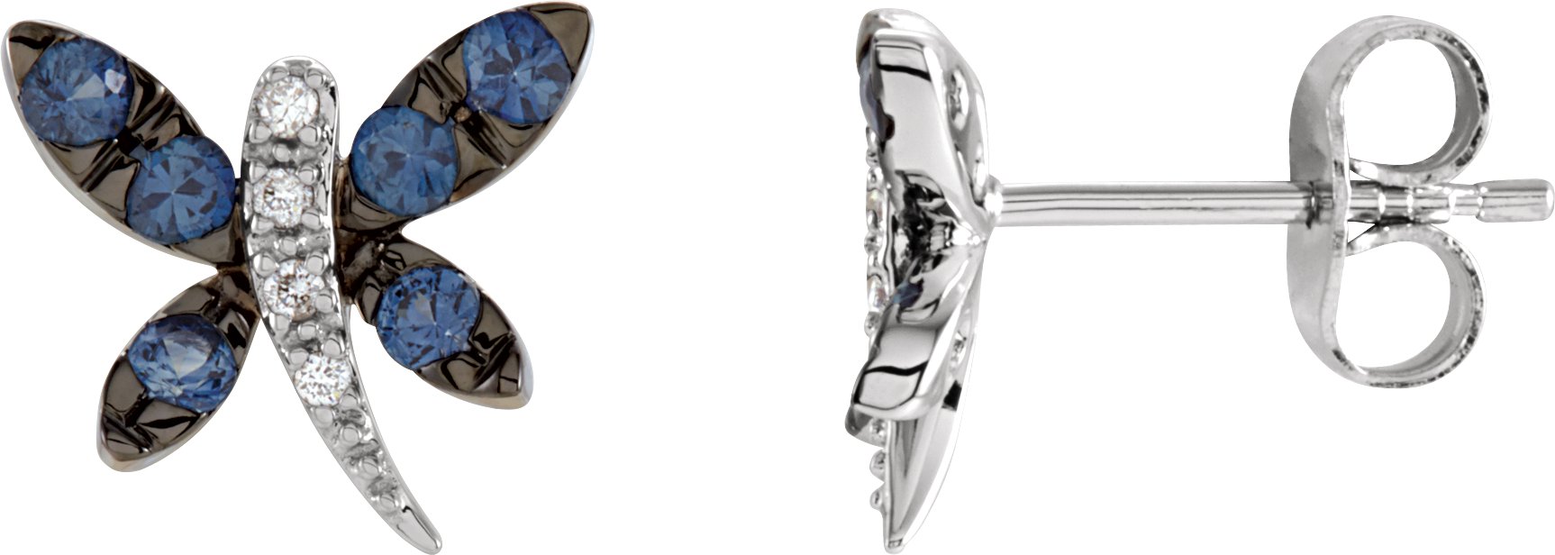 Genuine Blue Sapphire and Diamond Earrings .04 CTW Ref 491324