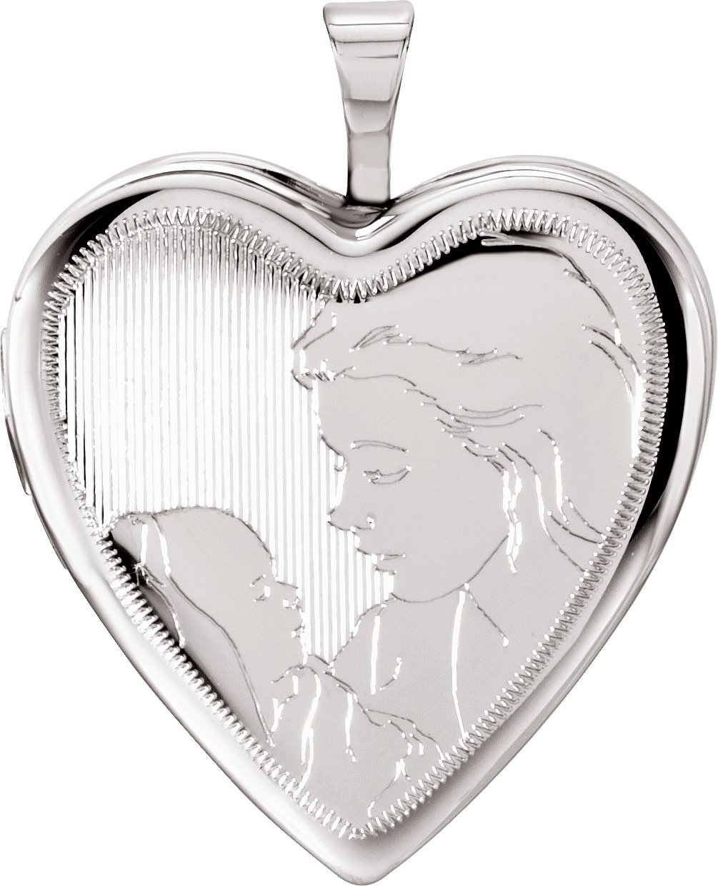 Sterling Silver 20.75x19.25 mm Mother & Child  Heart Locket
