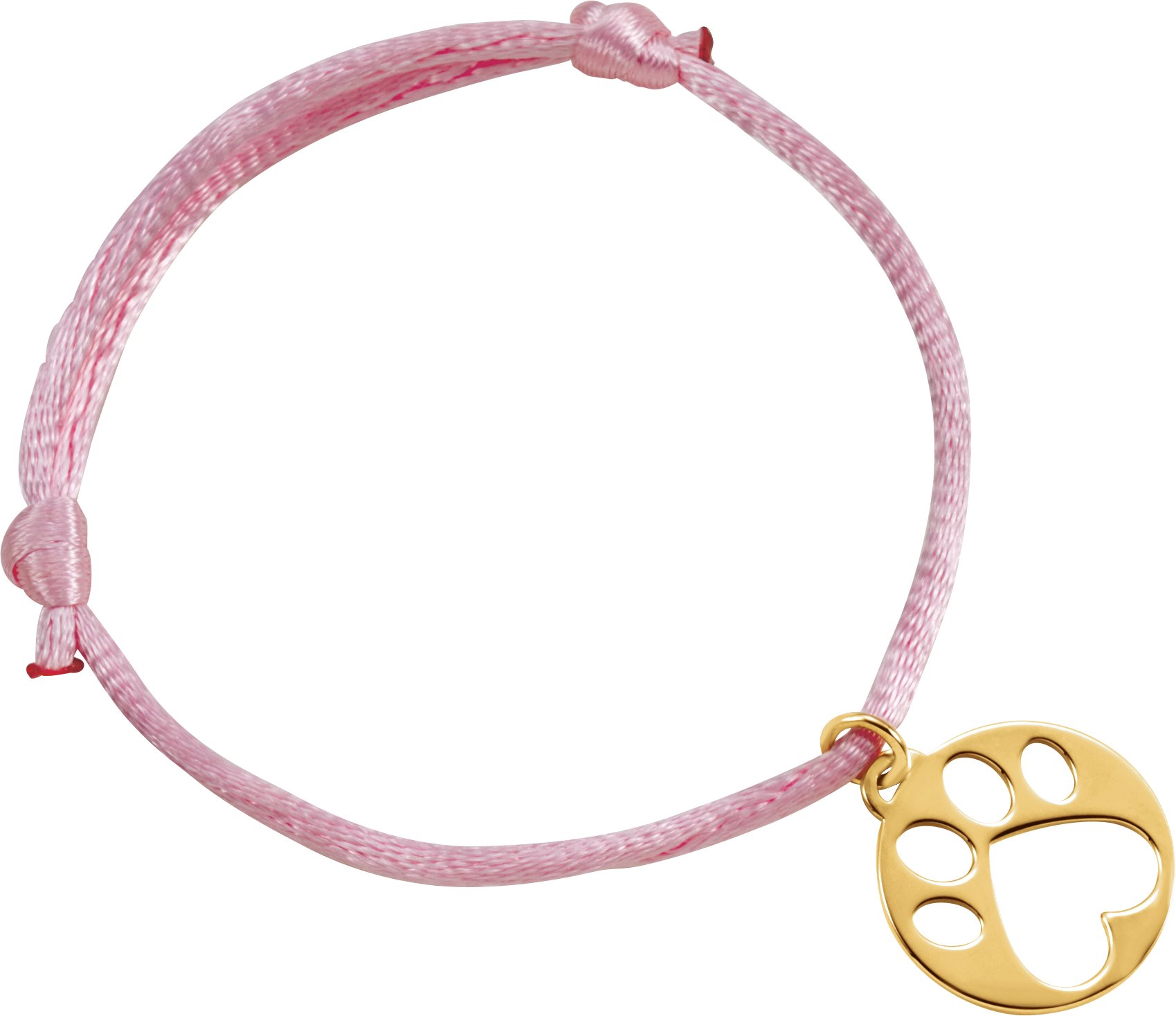 14K Yellow Our Cause for Paws™ Pink Satin Cord 6.5-8" Bracelet