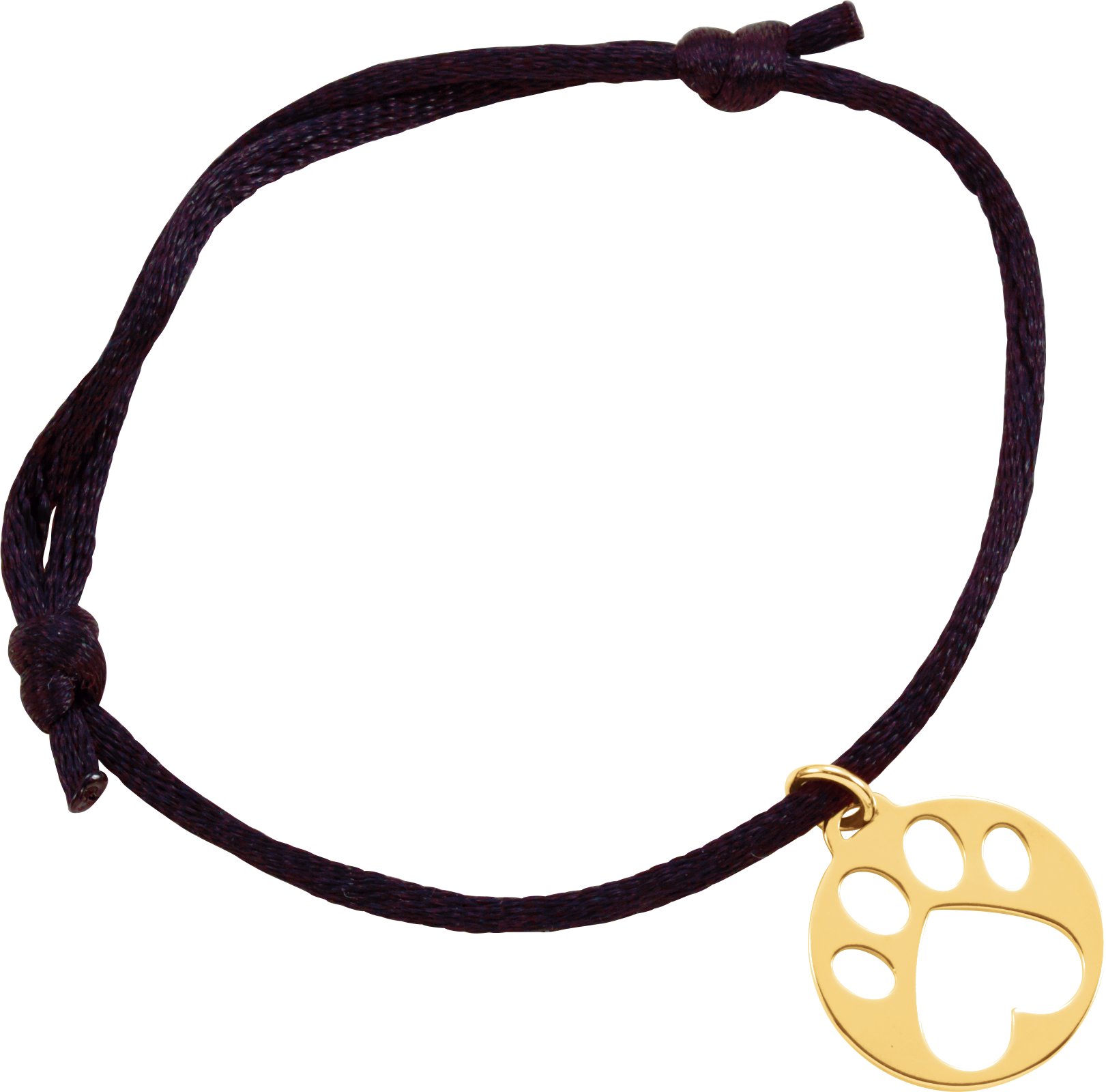 14K Yellow Our Cause for Paws™ Black Satin Cord 6.5-8" Bracelet