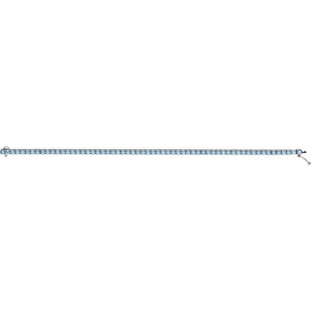 14K White Natural Aquamarine Line 7.25 Bracelet