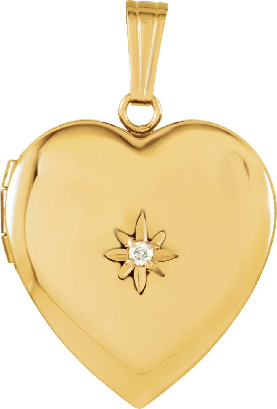 14K Yellow .02 CT Natural Diamond Heart Locket