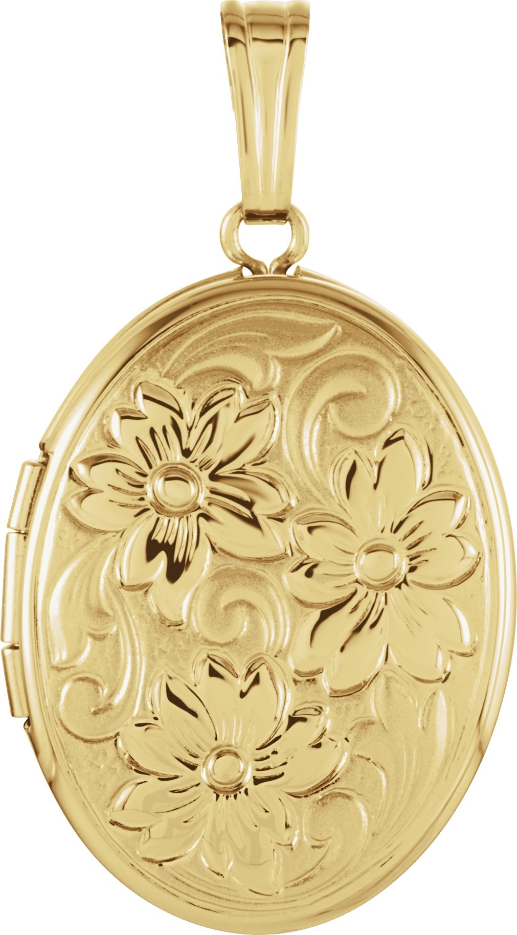 14K Yellow Oval Floral Locket 