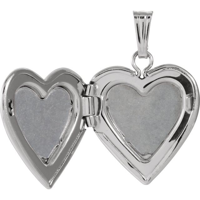 14K White 13.5x12.75 mm .010 CTW Diamond Heart Locket