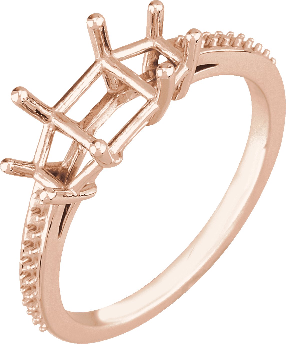 10K Rose 5.5 mm Square Three-Stone Engagement Ring Mounting