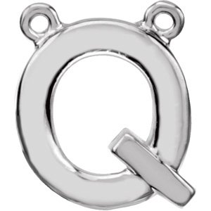Sterling Silver Block Initial Q Necklace Center
