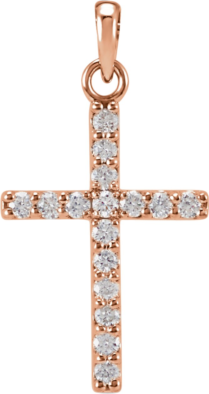 14K Rose .20 CTW Lab Grown Diamond Cross Pendant Ref 20430834