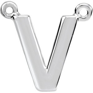 14K White Block Initial V Necklace Center Ref. 2703448