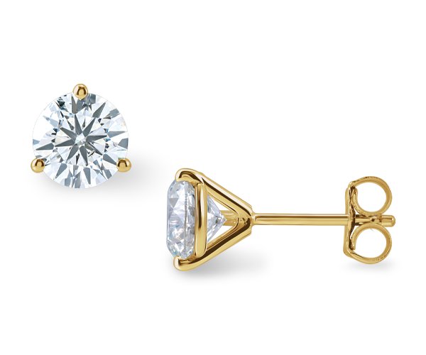 Gold Diamond Stud Earrings
