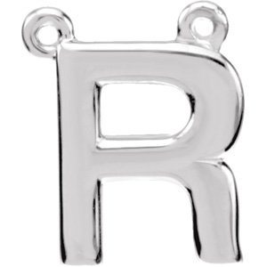 14K White Block Initial R Necklace Center Ref. 2700615